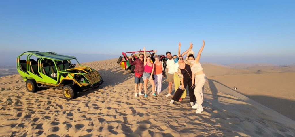 Travelers looking for a full-day private adventure from Lima combining sandboarding, sand skiing, dune buggy rides, and the spectacular Huacachina sunset.